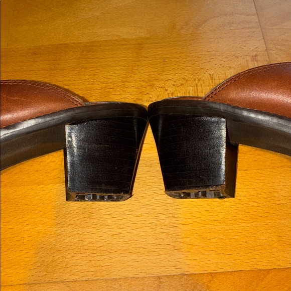 Nine West Chestnut Brown Leather Slip-On Mule Heels - Picture 5 of 6